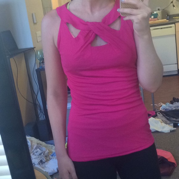 INC International Concepts Tops - Cutout window hot pink tank top